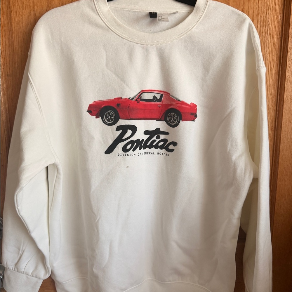 H&M White Sweater with Red Car Graphic